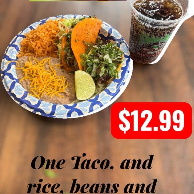 Quesabirria and taco combo sm drink.